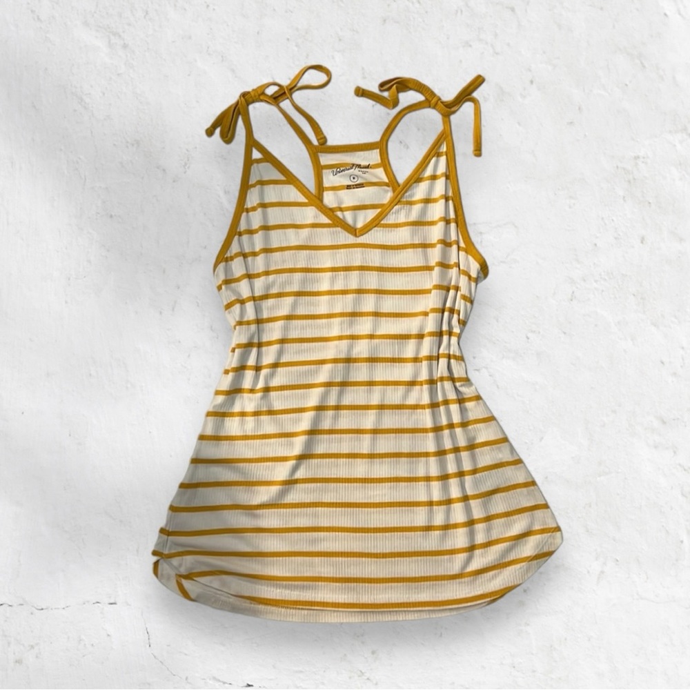 yellow/white striped ribbed tank top